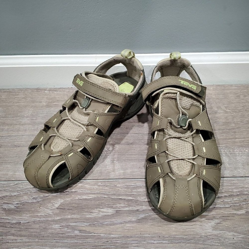 TEVA Sandals Women’s Sz 10 Dozier Tan Bungee Cord Shoc Pad Water Shoes SN 4173